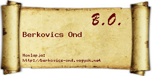 Berkovics Ond névjegykártya